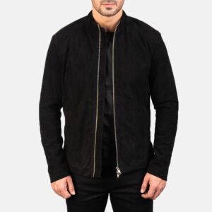 Charcoal Suede Biker Jacket