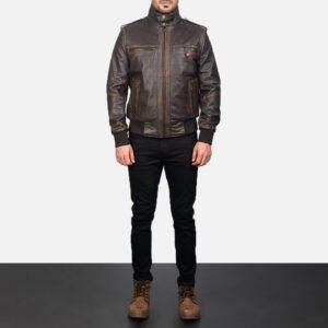 Glen Street Leather Bomber Jacket